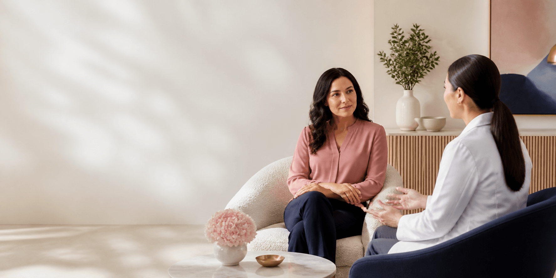 Illustrative primary care consultation between a patient and clinician.